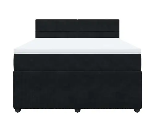 Kontinentaalvoodi Madratsiga,Must, 140X190 cm Samet