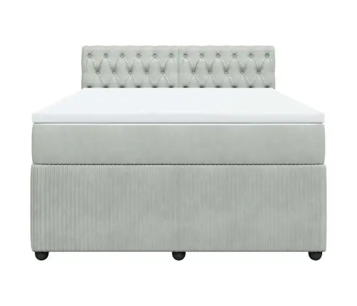 Lova Su Spyruoklėmis Ir Čiužiniu, Pilka, 140X190 cm Aksomas