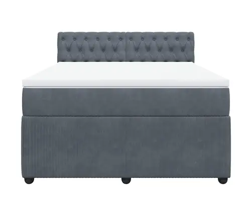 Atsperu Gulta Ar Matraci, Tumši Pelēka Samts, 140X190 Cm Vidaxl