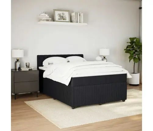 Atsperu Gulta Ar Matraci, Melna Samts, 140X190 Cm Vidaxl