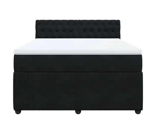 Atsperu Gulta Ar Matraci, Melna Samts, 140X190 Cm Vidaxl