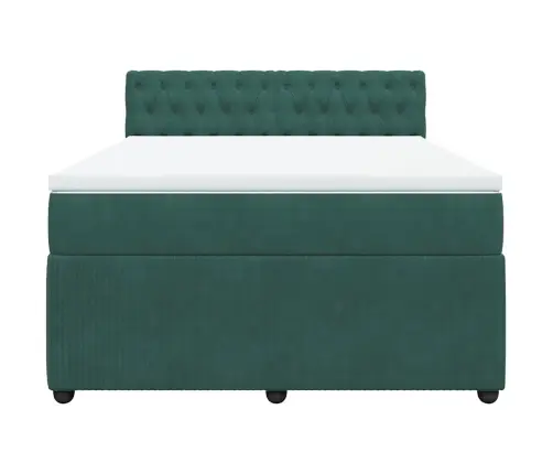 Atsperu Gulta Ar Matraci, Tumši Zaļš Samts, 140X190 Cm Vidaxl