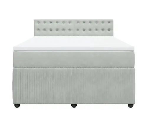 Lova Su Spyruoklėmis Ir Čiužiniu, Pilka, 140X190 cm Aksomas