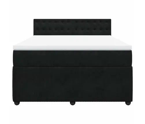 Atsperu Gulta Ar Matraci, Melna Samts, 140X190 Cm Vidaxl