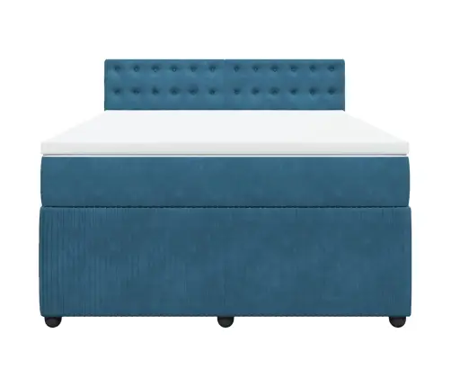 Atsperu Gulta Ar Matraci, Zils Samts, 140X190 Cm Vidaxl