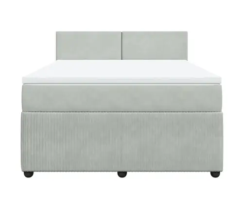 Atsperu Gulta Ar Matraci, Gaiši Pelēka Samts, 140X200 Cm Vidaxl