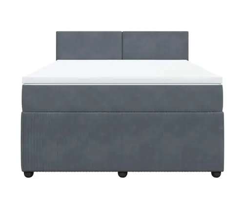 Atsperu Gulta Ar Matraci, Tumši Pelēka Samts, 140X200 Cm Vidaxl