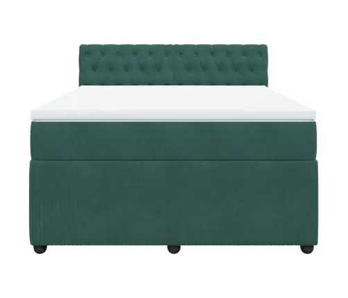 Lova Su Spyruoklėmis Ir Čiužiniu, Žalia, 140X200 cm Aksomas