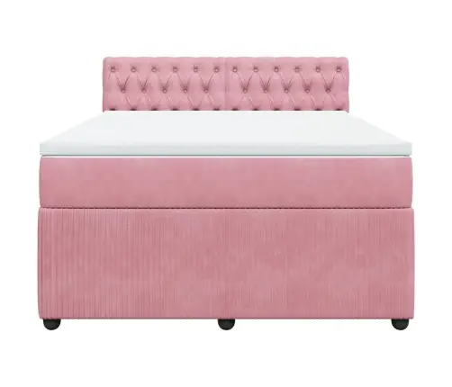 Atsperu Gulta Ar Matraci, Rozā Samts, 140X200 Cm Vidaxl