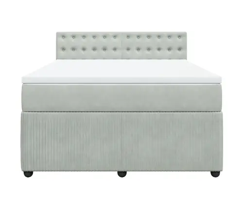 Atsperu Gulta Ar Matraci, Gaiši Pelēka Samts, 140X200 Cm Vidaxl