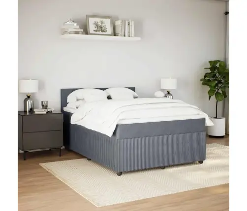 Atsperu Gulta Ar Matraci, Tumši Pelēka Samts, 160X200 Cm Vidaxl