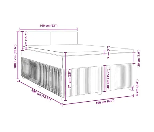 Atsperu Gulta Ar Matraci, Tumši Pelēka Samts, 160X200 Cm Vidaxl
