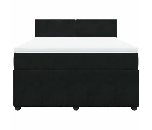 Atsperu Gulta Ar Matraci, Melna Samts, 160X200 Cm Vidaxl