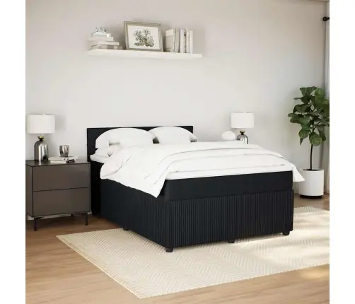 Atsperu Gulta Ar Matraci, Melna Samts, 160X200 Cm Vidaxl