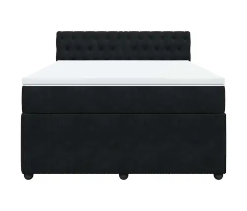 Atsperu Gulta Ar Matraci, Melna Samts, 160X200 Cm Vidaxl