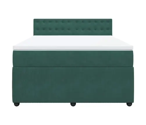 Lova Su Spyruoklėmis Ir Čiužiniu, Žalia, 160X200 cm Aksomas