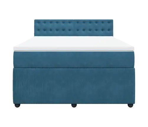 Atsperu Gulta Ar Matraci, Zils Samts, 160X200 Cm Vidaxl