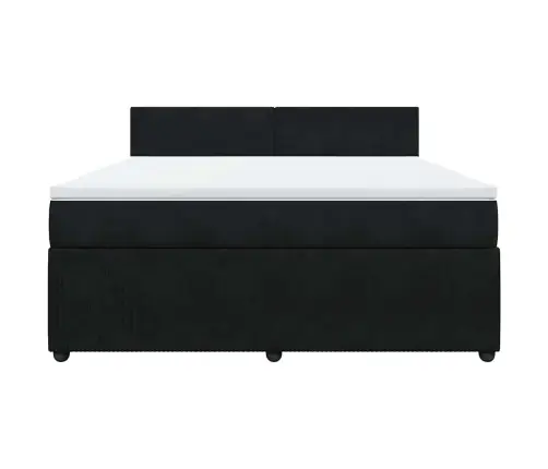 Lova Su Spyruoklėmis Ir Čiužiniu, Juoda, 180X200 cm Aksomas