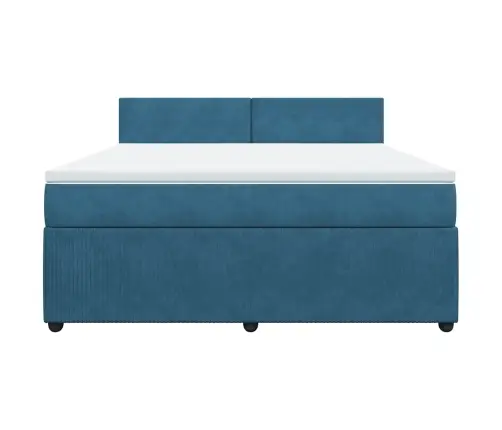 Atsperu Gulta Ar Matraci, Zils Samts, 180X200 Cm Vidaxl