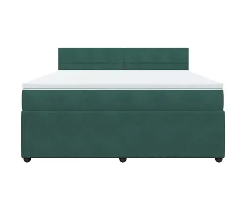 Lova Su Spyruoklėmis Ir Čiužiniu, Žalia, 180X200 cm Aksomas