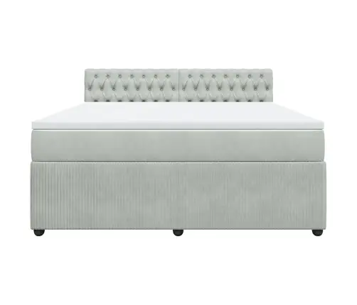 Atsperu Gulta Ar Matraci, Gaiši Pelēka Samts, 180X200 Cm Vidaxl