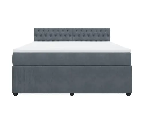 Lova Su Spyruoklėmis Ir Čiužiniu, Pilka, 180X200 cm Aksomas