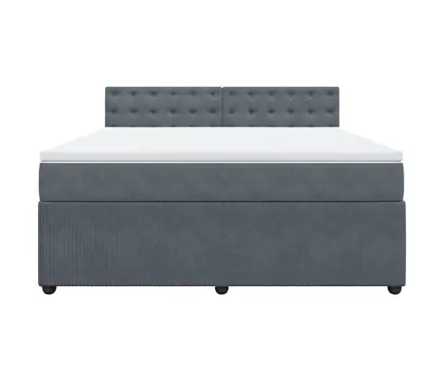 Lova Su Spyruoklėmis Ir Čiužiniu, Pilka, 180X200 cm Aksomas