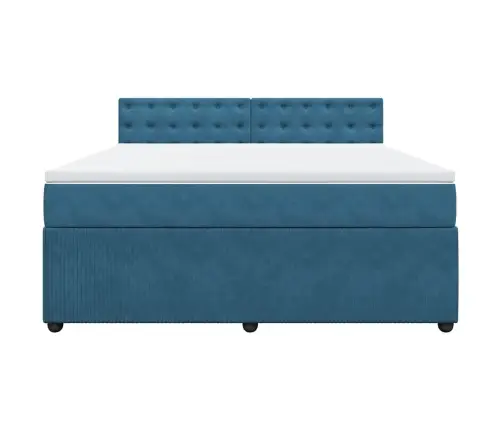 Atsperu Gulta Ar Matraci, Zils Samts, 180X200 Cm Vidaxl