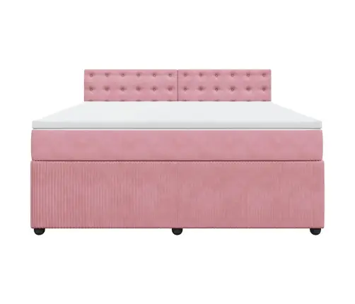 Atsperu Gulta Ar Matraci, Rozā Samts, 180X200 Cm Vidaxl