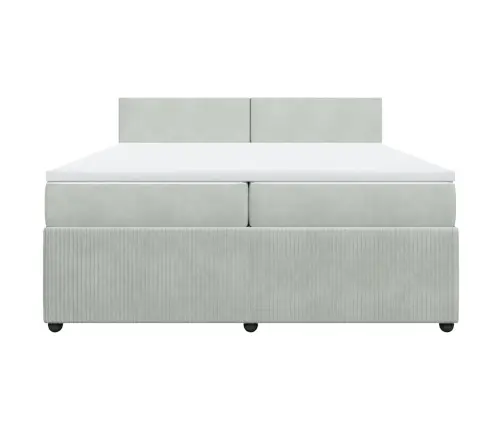 Atsperu Gulta Ar Matraci, Gaiši Pelēka Samts, 200X200 Cm Vidaxl