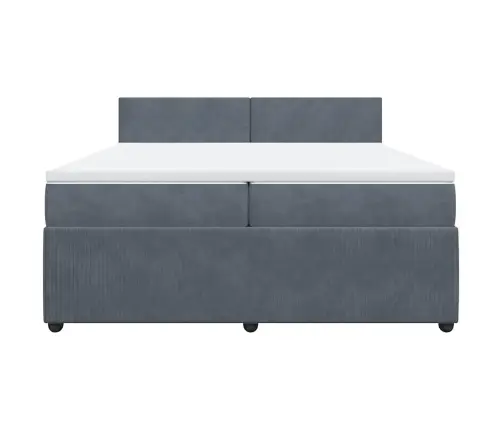 Atsperu Gulta Ar Matraci, Tumši Pelēka Samts, 200X200 Cm Vidaxl