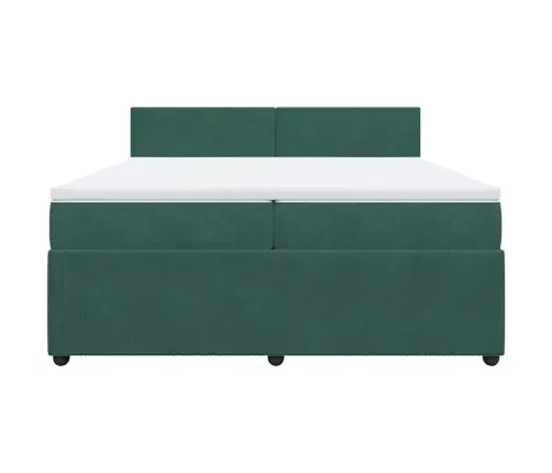 Atsperu Gulta Ar Matraci, Tumši Zaļš Samts, 200X200 Cm Vidaxl