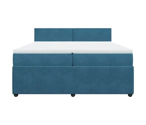 Atsperu Gulta Ar Matraci, Zils Samts, 200X200 Cm Vidaxl