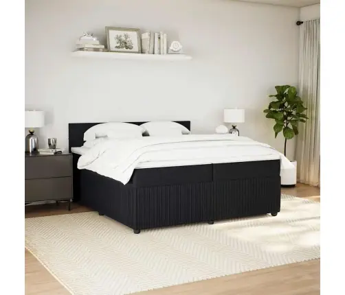 Kontinentaalvoodi Madratsiga, Must, 200X200 cm Samet