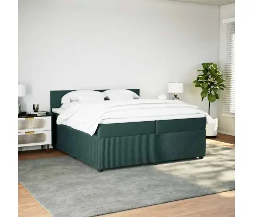 Lova Su Spyruoklėmis Ir Čiužiniu, Žalia, 200X200 cm Aksomas