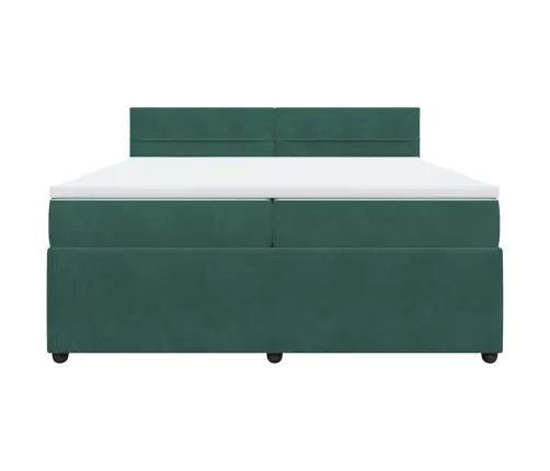 Lova Su Spyruoklėmis Ir Čiužiniu, Žalia, 200X200 cm Aksomas