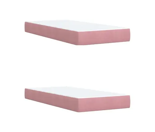 Atsperu Gulta Ar Matraci, Rozā Samts, 200X200 Cm Vidaxl