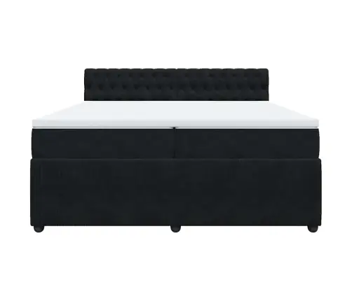 Atsperu Gulta Ar Matraci, Melna Samts, 200X200 Cm Vidaxl