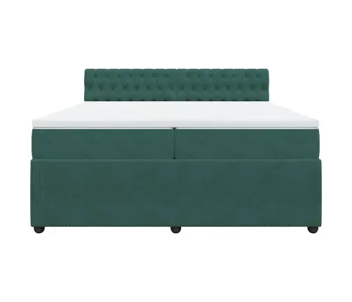 Lova Su Spyruoklėmis Ir Čiužiniu, Žalia, 200X200 cm Aksomas