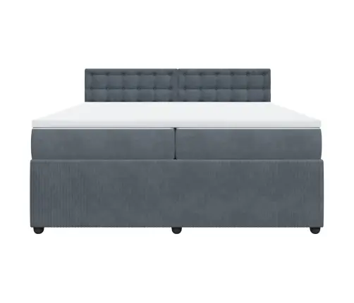 Atsperu Gulta Ar Matraci, Tumši Pelēka Samts, 200X200 Cm Vidaxl