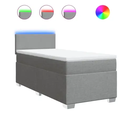 Atsperu Gultas Rāmis Ar Matraci, Gaiši Pelēka Audums, 80X200 Cm Vidaxl