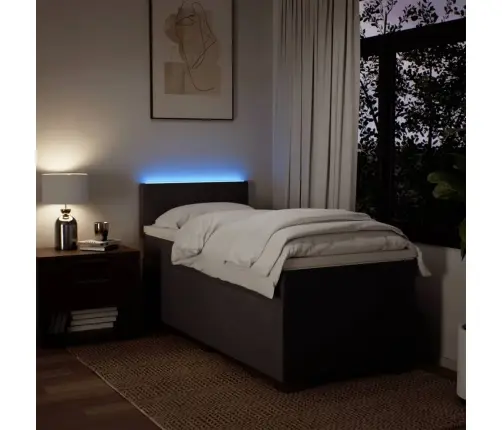 Atsperu Gultas Rāmis Ar Matraci, Tumši Brūna, 80X200 Cm, Audums Vidaxl