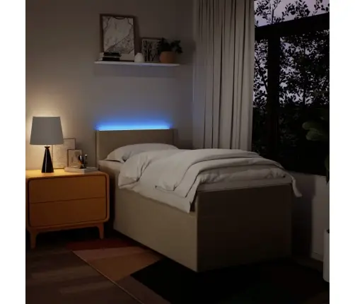 Lova Su Spyruoklėmis Ir Čiužiniu, Kreminė, 80X200cm Audinys