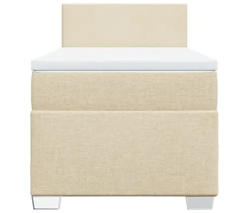 Lova Su Spyruoklėmis Ir Čiužiniu, Kreminė, 80X200cm Audinys