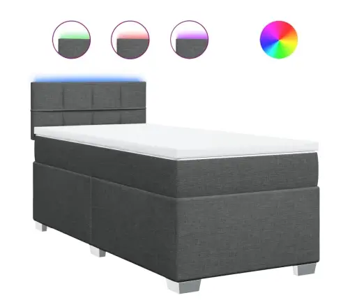 Atsperu Gultas Rāmis Ar Matraci, Tumši Pelēka, 80X200Cm, Audums Vidaxl