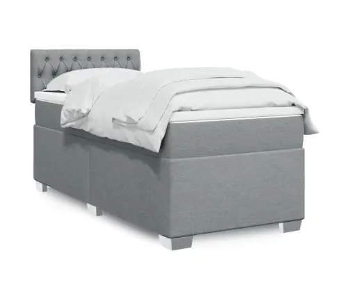 Atsperu Gultas Rāmis Ar Matraci, Gaiši Pelēka Audums, 80X200 Cm Vidaxl