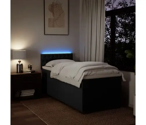 Atsperu Gultas Rāmis Ar Matraci, Melna, 80X200 Cm, Audums Vidaxl