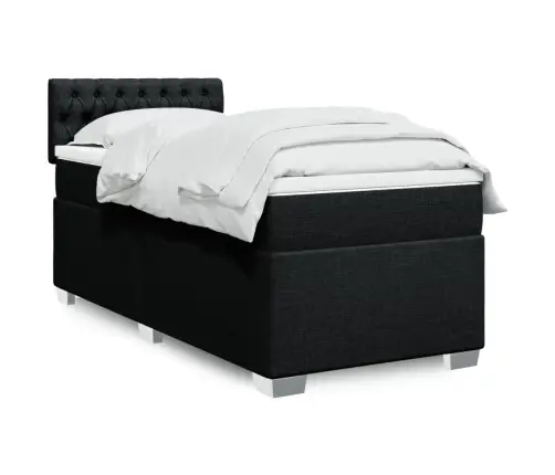 Atsperu Gultas Rāmis Ar Matraci, Melna, 80X200 Cm, Audums Vidaxl