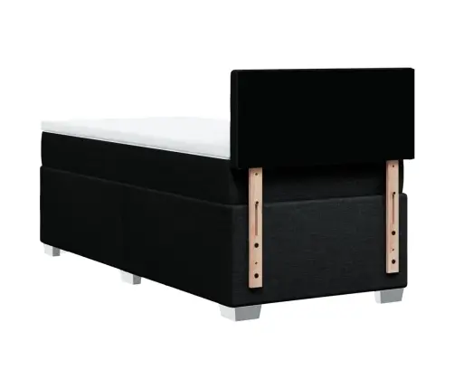 Atsperu Gultas Rāmis Ar Matraci, Melna, 80X200 Cm, Audums Vidaxl