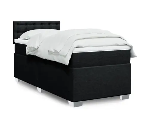 Atsperu Gultas Rāmis Ar Matraci, Melna, 80X200 Cm, Audums Vidaxl